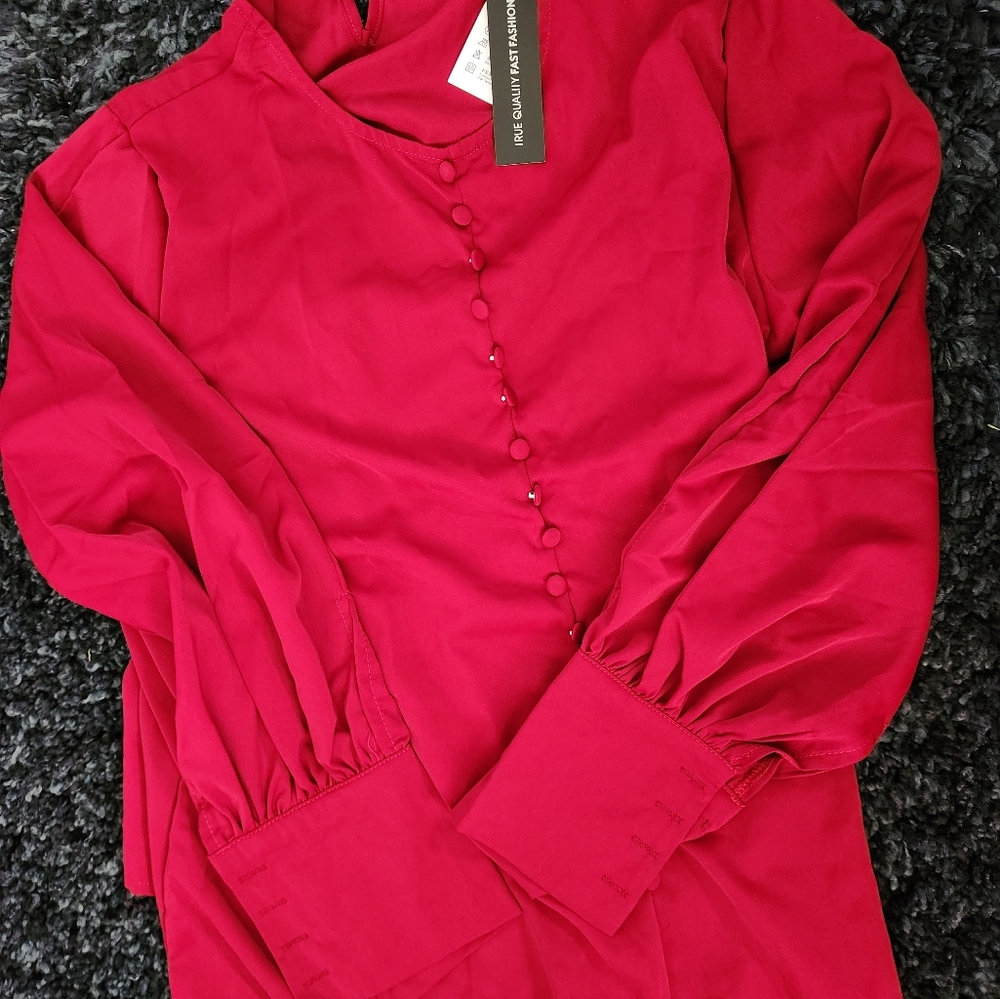 2 NEW Women's red/wine, long sleeve shirts